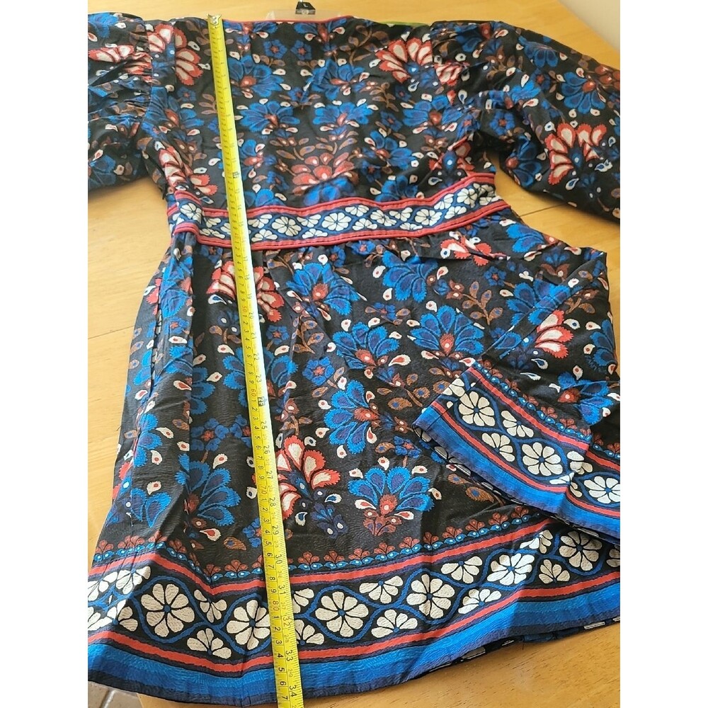 FARM Rio Black Latina Scarf Puff Sleeve Mini Dress - Picture 11 of 11